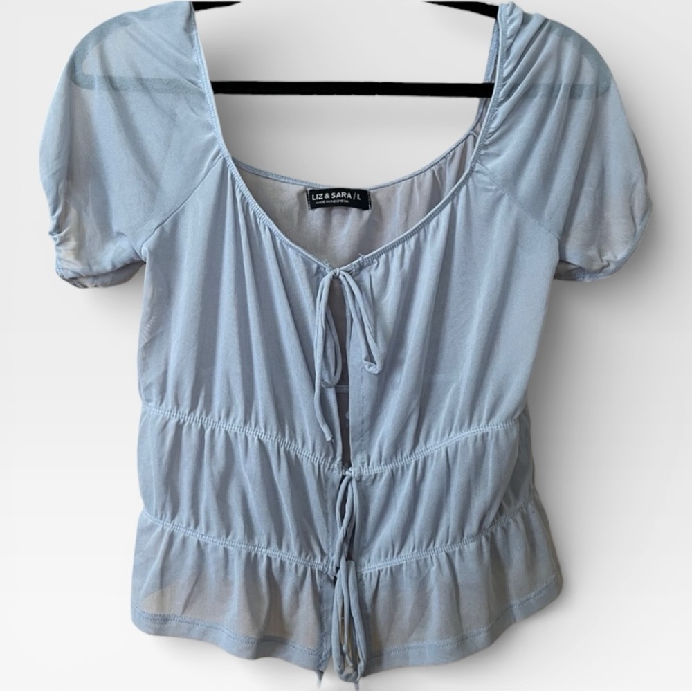 Blue Mesh Blouse